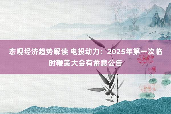 宏观经济趋势解读 电投动力：2025年第一次临时鞭策大会有蓄意公告