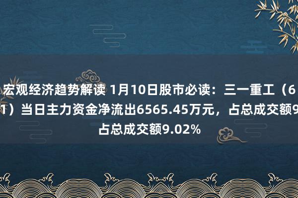 宏观经济趋势解读 1月10日股市必读：三一重工（600031）当日主力资金净流出6565.45万元，占总成交额9.02%