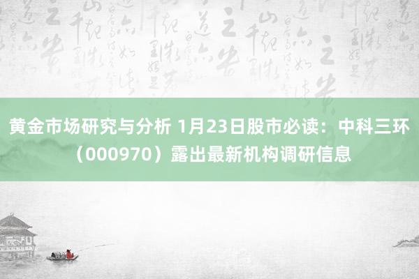 黄金市场研究与分析 1月23日股市必读：中科三环（000970）露出最新机构调研信息