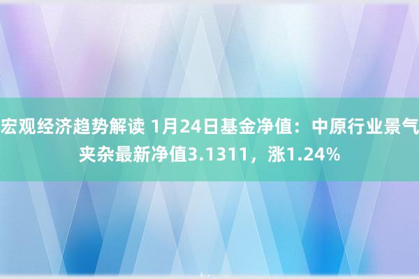 宏观经济趋势解读 1月24日基金净值：中原行业景气夹杂最新净值3.1311，涨1.24%