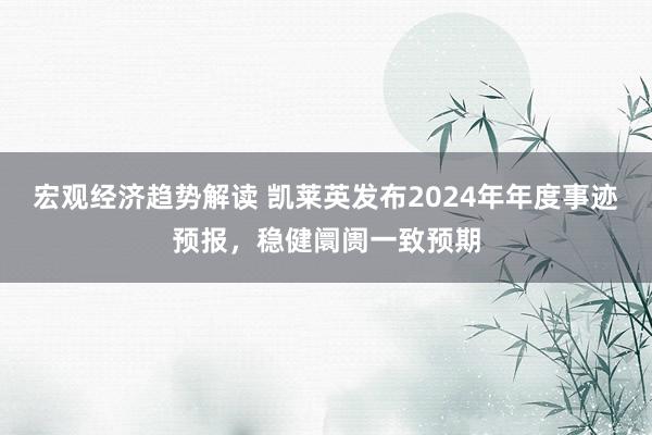 宏观经济趋势解读 凯莱英发布2024年年度事迹预报，稳健阛阓一致预期