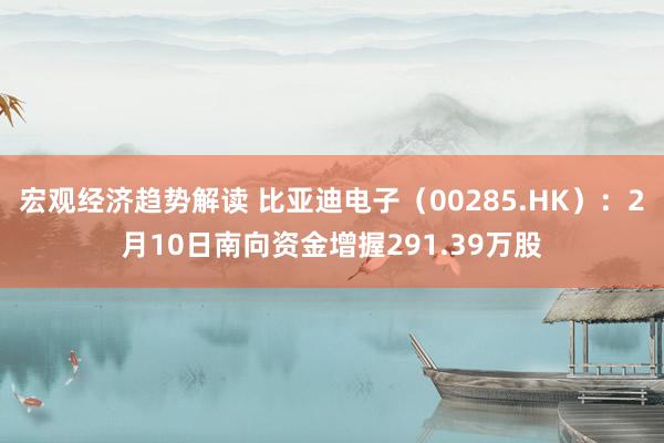 宏观经济趋势解读 比亚迪电子（00285.HK）：2月10日南向资金增握291.39万股